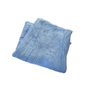 Sembla blue crinkle cotton throw blanket